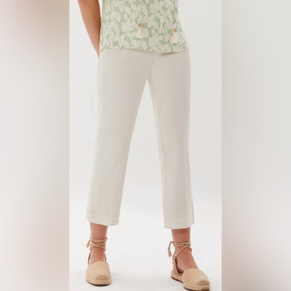 Crosby White Flat Front Ankle Pants Size 6 Career Office Work Business